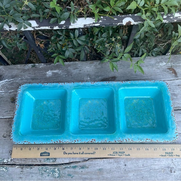 Pier 1 turquoise blue melamine appetizer serving tray - Picture 5 of 8